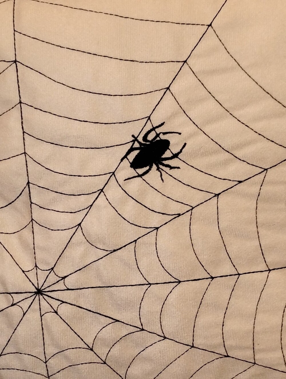 Spider Web Embroidered Decorative Throw Pillow - Cream with Black Design
